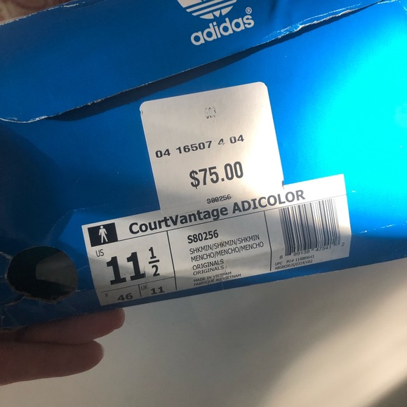 Mens Sz 11.5 Mint Green Adidas Court Vantage Shock Sneakers NEW - Picture 8 of 11